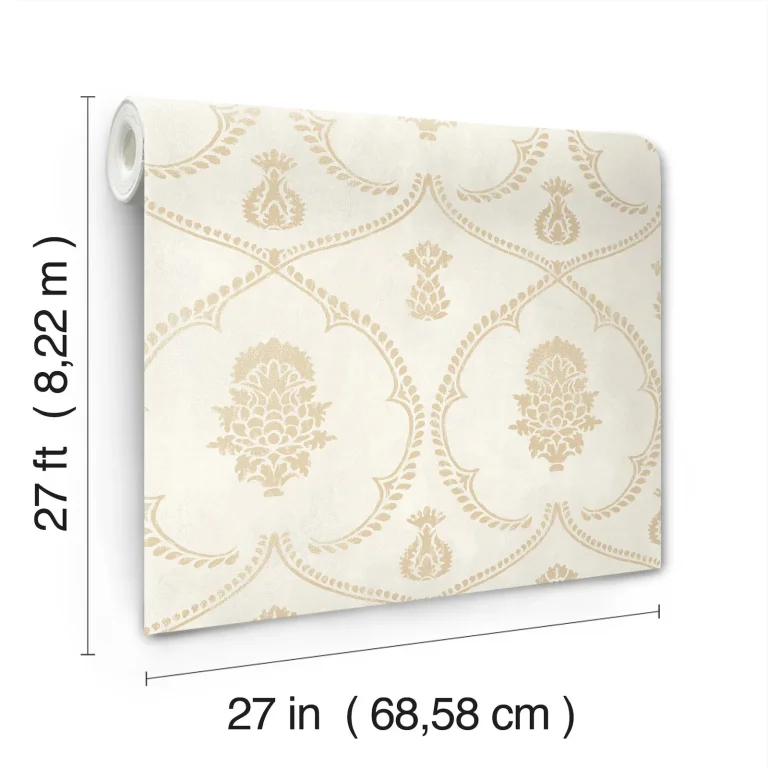 Ronald Redding Royal Damask Wallpaper - Soft Gold — Ảnh 2