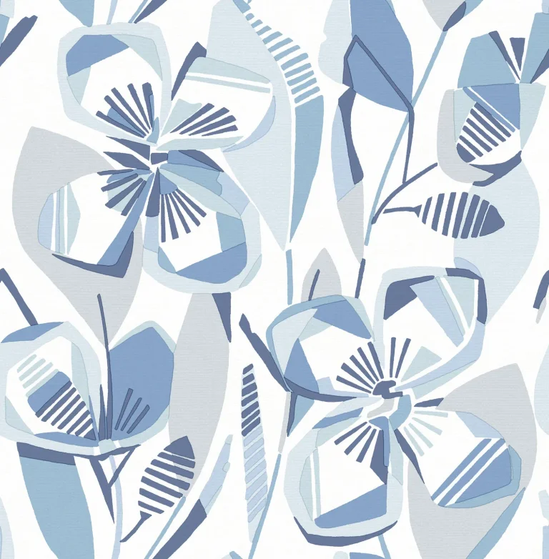 Nathalie Abstract Blooms Wallpaper - Blue — Ảnh 2
