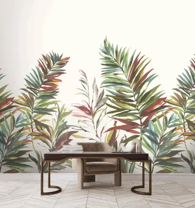 Swaying Palms Wallpaper - Rouge & Mink Mural