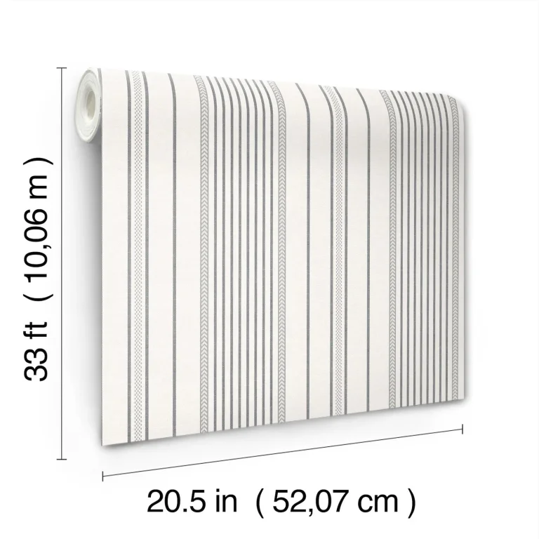 Navarres Stripe Wallpaper - Charcoal — Image 6