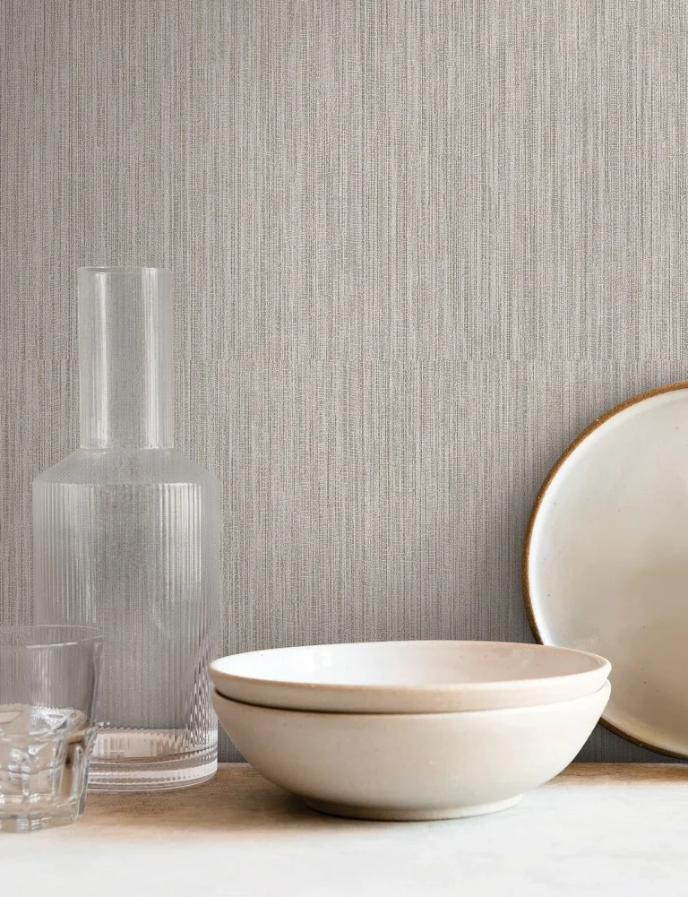 Washed Ramie Wallpaper - Dove Grey — Image 3