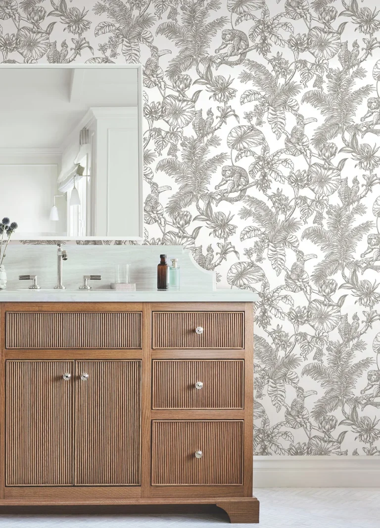 Tropical Sketch Toile Wallpaper - Brown — Ảnh 6