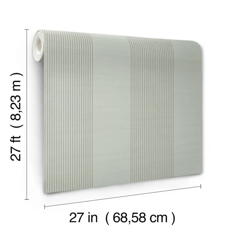 Ronald Redding Archer Stripe Faux Linen Wallpaper - Sage — Ảnh 4
