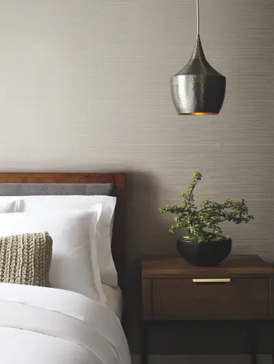Ribbon Bamboo Wallpaper - Taupe/Silver