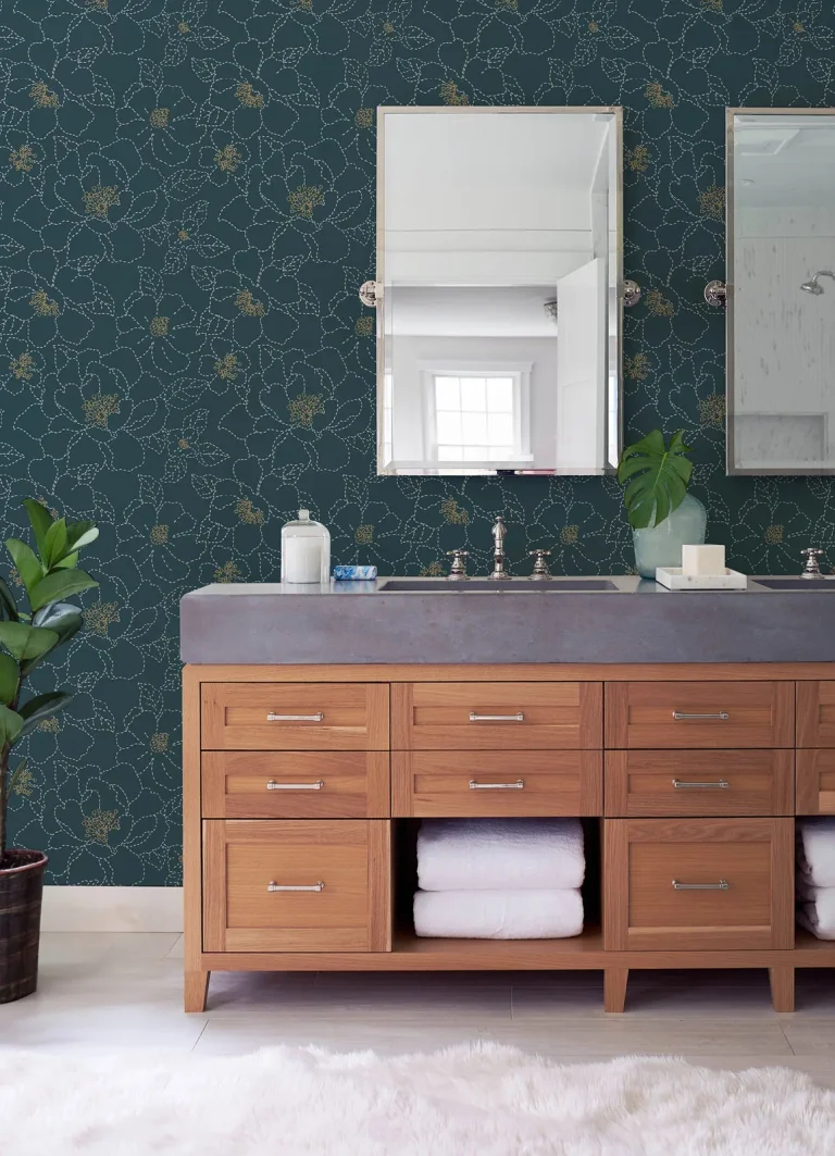 Gardena Embroidered Floral Wallpaper - Indigo — Image 5