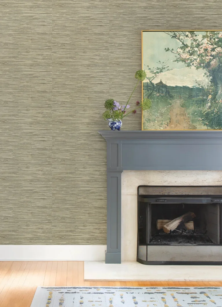 Exhale Woven Faux Grasscloth Wallpaper - Olive — Image 7