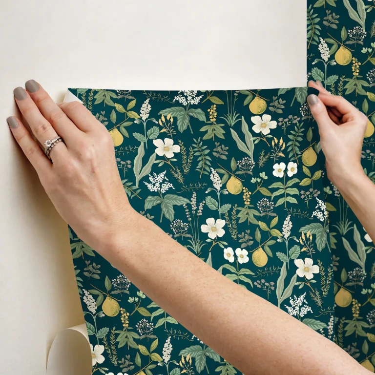 Rifle Paper Co. Herb Garden Botanical Peel and Stick Wallpaper - Navy — Ảnh 7