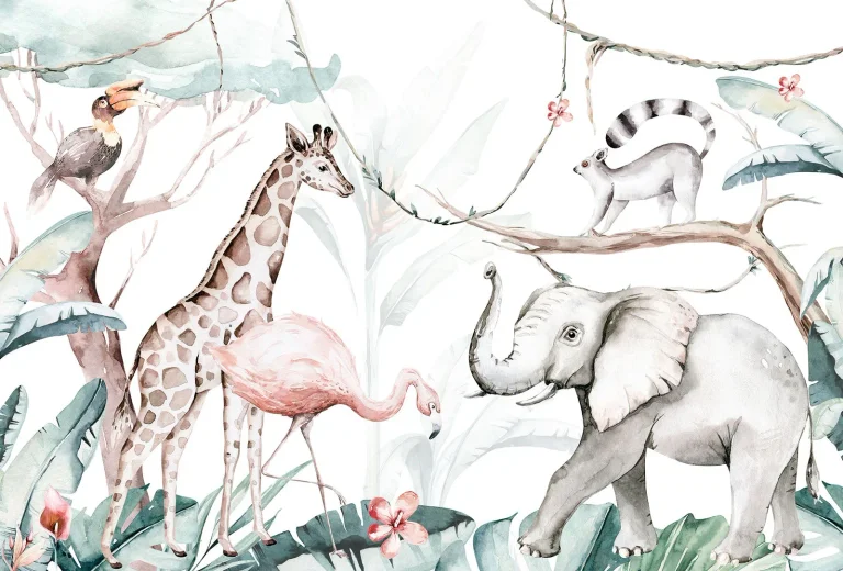 Jungle Animal Friends - Wall Mural 5523 - 8 Panel - 384cm x 260cm — Ảnh 3
