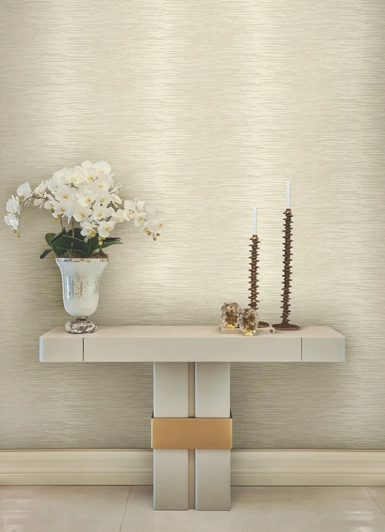 Ronald Redding Operetta Metallic Columns Wallpaper - Cream — Ảnh 3