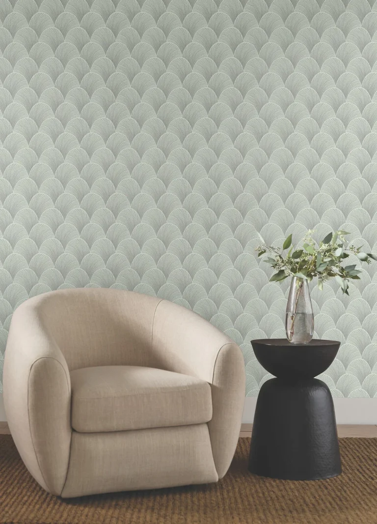 Candice Olson Metallic Scallop Wallpaper - Light Green — Ảnh 2