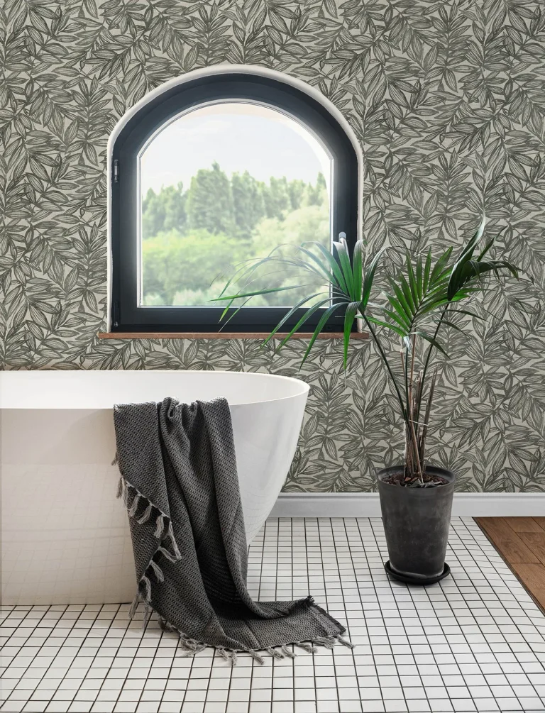 Rhythmic Leaf Wallpaper - Charcoal — Ảnh 5