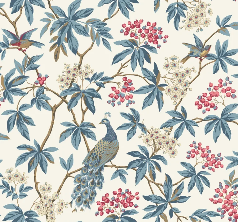 Ronald Redding Peacock Estate Wallpaper - White — Image 3