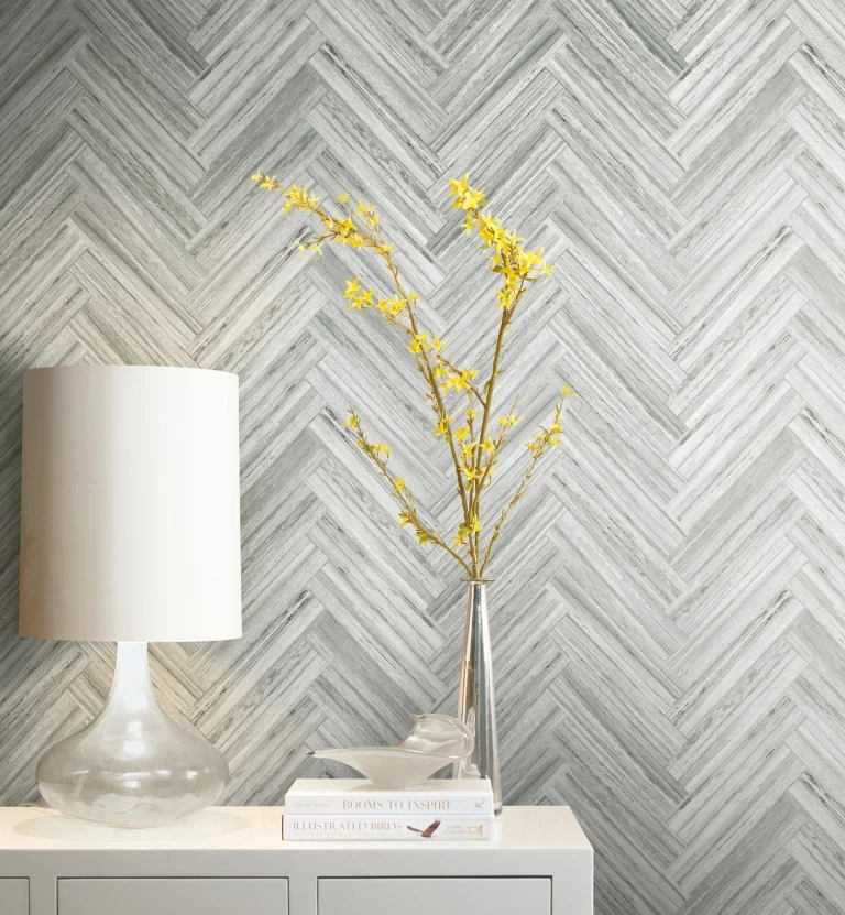Hermosa Herringbone Peel and Stick Wallpaper - Grey — Ảnh 8