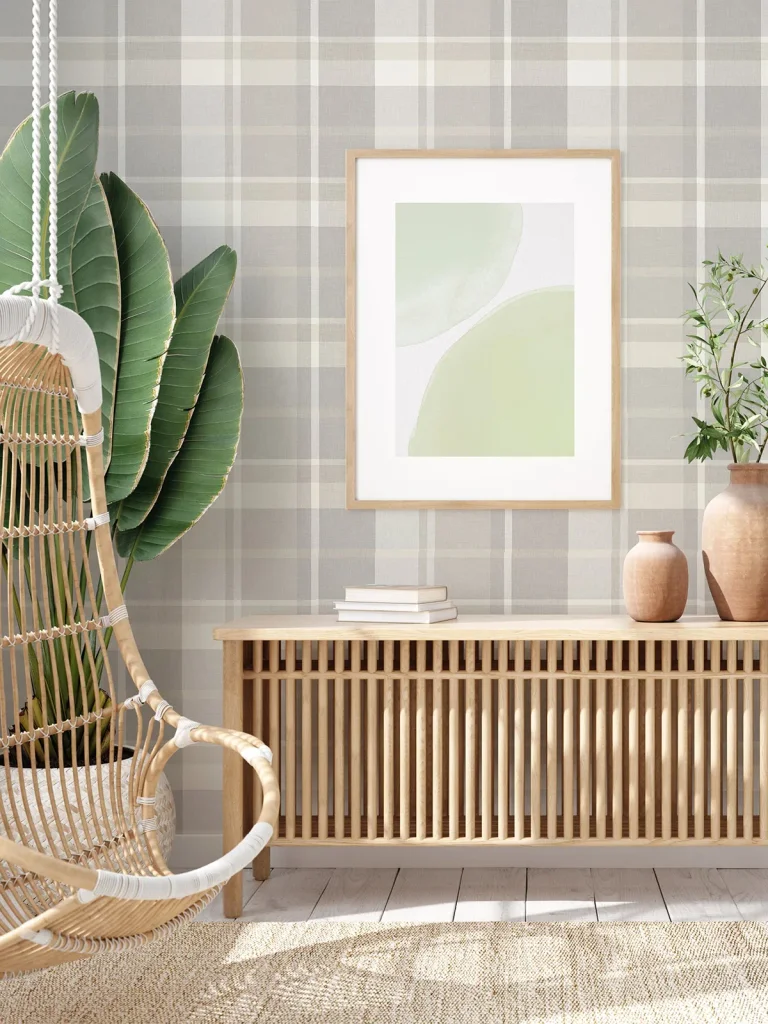 Madaket Plaid Wallpaper - Light Grey — Ảnh 2