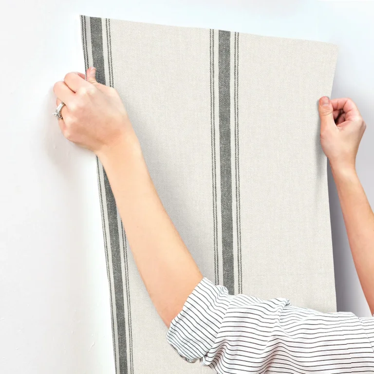Chesapeake Linette Fabric Stripe Wallpaper - Dark Grey and White — Ảnh 3