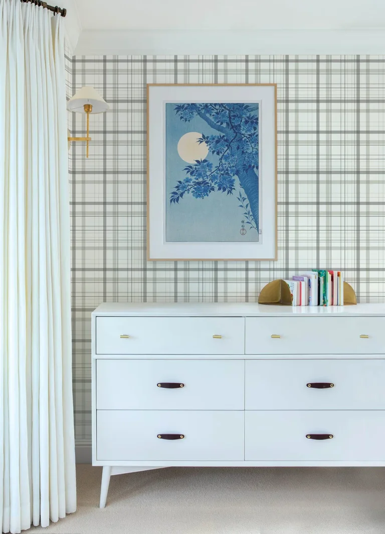Chesapeake Burgess Plaid Wallpaper - Charcoal — Ảnh 5
