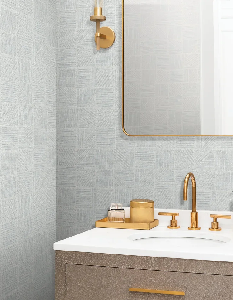 Chiseled Patchwork Faux Fabric Wallpaper - Grey — Ảnh 2