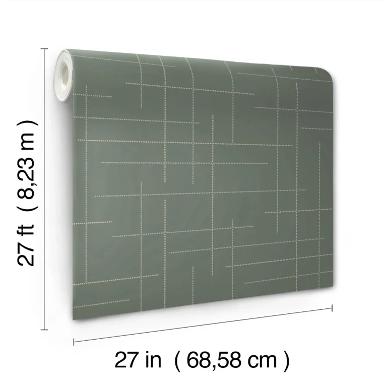 Wylie Dotted Gridlines Wallpaper - Moss — Image 6