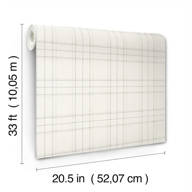 Chesapeake Fox Hollow Dashed Plaid Wallpaper - Ivory — Ảnh 7