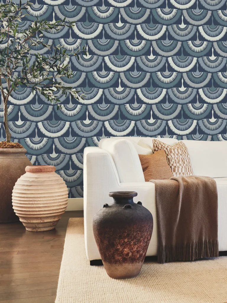 Feather & Fringe Wallpaper - Navy — Ảnh 4