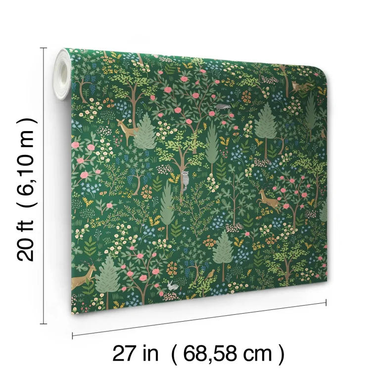 Rifle Paper Co. Woodland Peel and Stick Wallpaper - Emerald — Ảnh 6