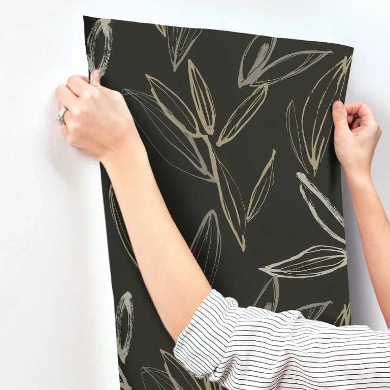 Kenia Leaf Toss Wallpaper - Black/Gold — Ảnh 7