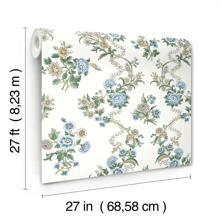 Genevieve Floral Trail Wallpaper - Sapphire — Image 3