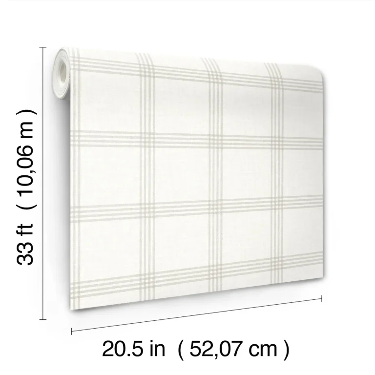 Chesapeake Twain Plaid Wallpaper - Light Grey — Ảnh 4