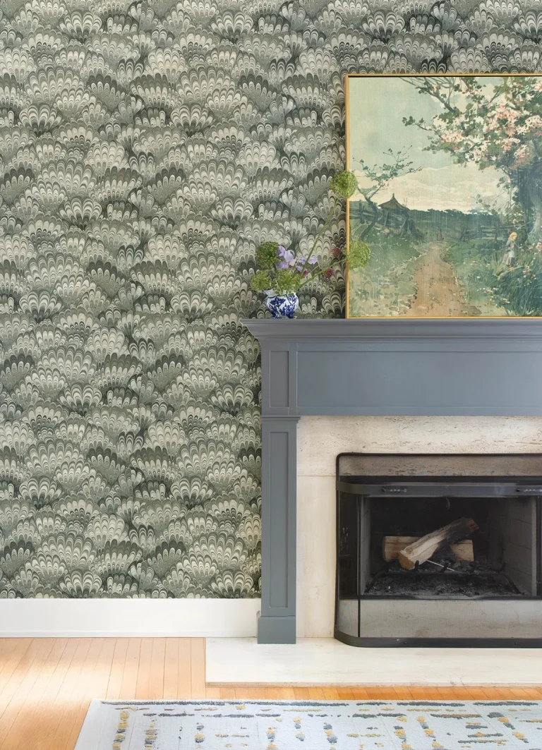Octavia Marbled Ink Wallpaper - Dark Green — Ảnh 4