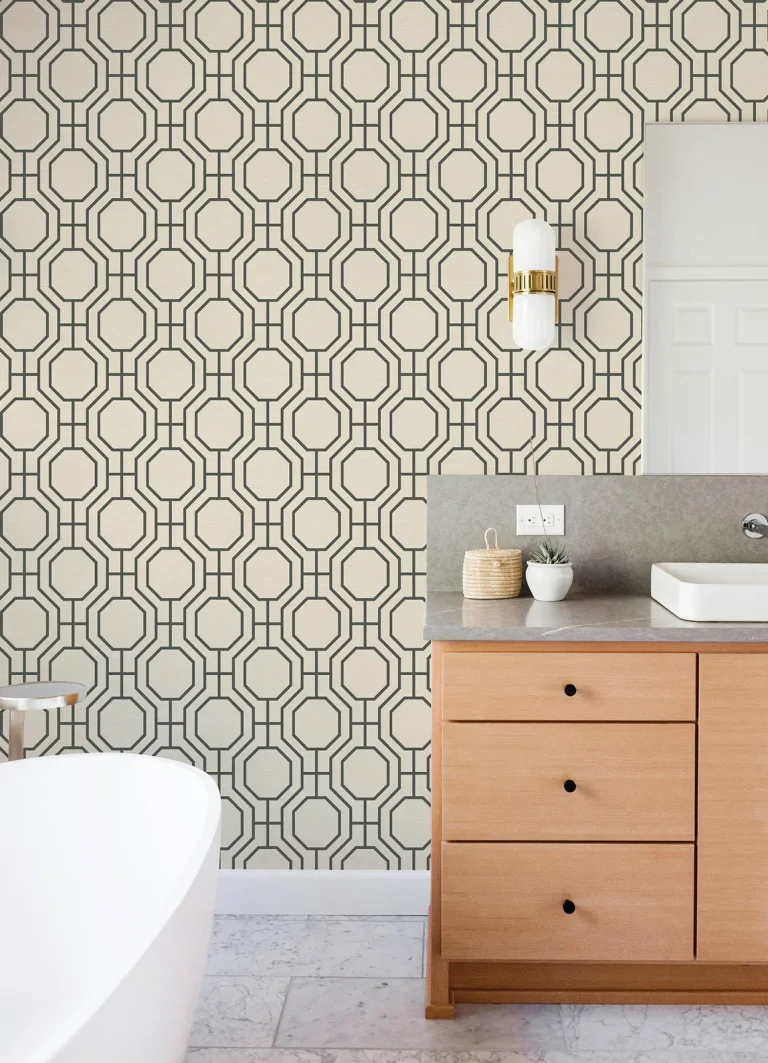 Manor Geometric Trellis Wallpaper - Black — Ảnh 3