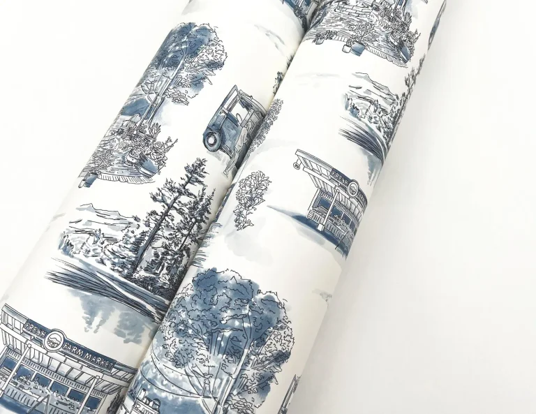 Modern Vista Toile Wallpaper - Navy — Ảnh 7
