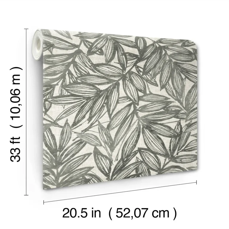 Rhythmic Leaf Wallpaper - Charcoal — Ảnh 3