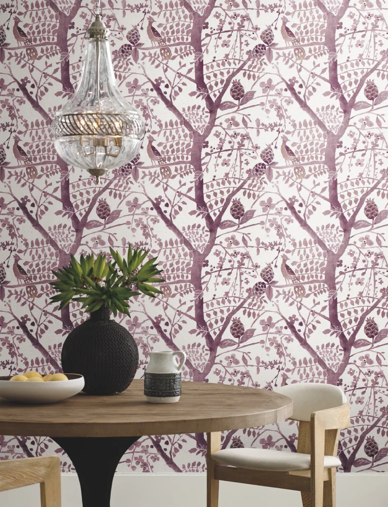 Peacock Block Print Wallpaper - Berry — Ảnh 4