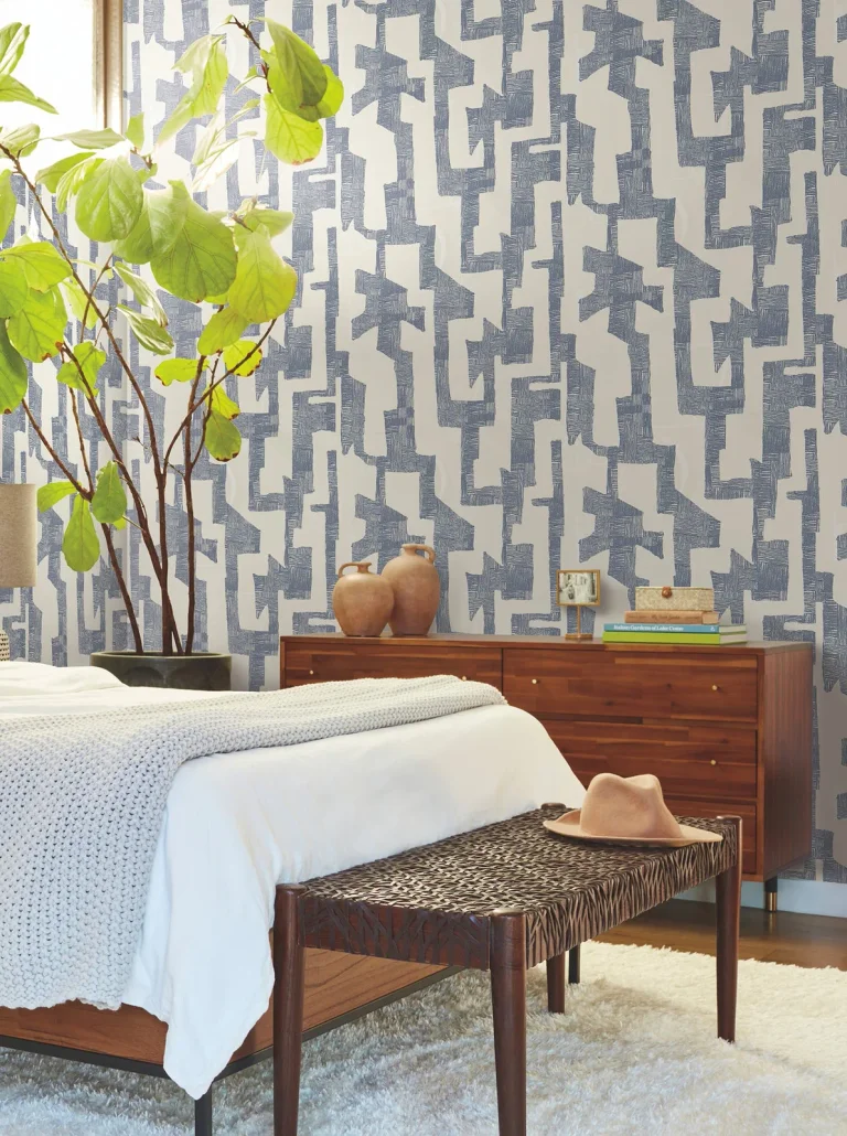 Modern Tribal Wallpaper - Almond/Navy — Ảnh 6