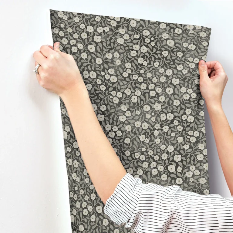 Chesapeake Poppy Trail Floral Wallpaper - Black — Ảnh 6
