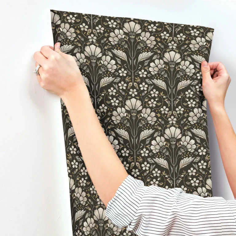 Chesapeake Edith Floral Damask Wallpaper - Black — Image 6