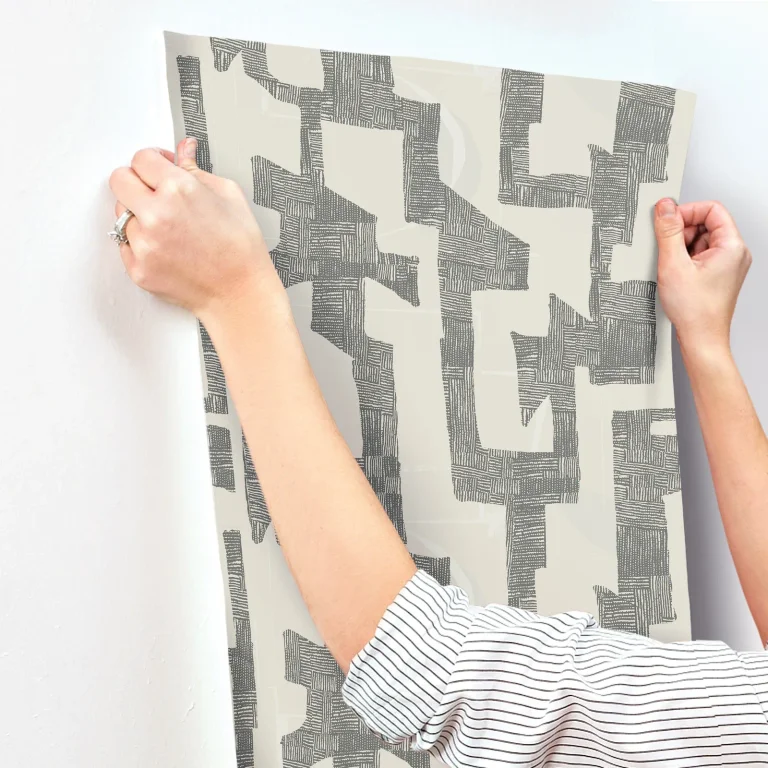 Modern Tribal Wallpaper - Linen/Charcoal — Ảnh 3