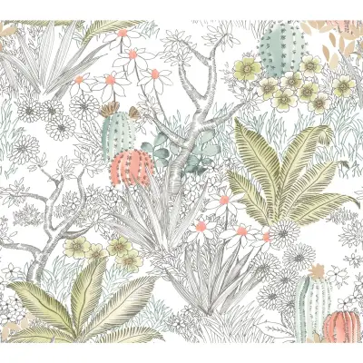 Flowering Desert Peel and Stick Wallpaper - Grey
