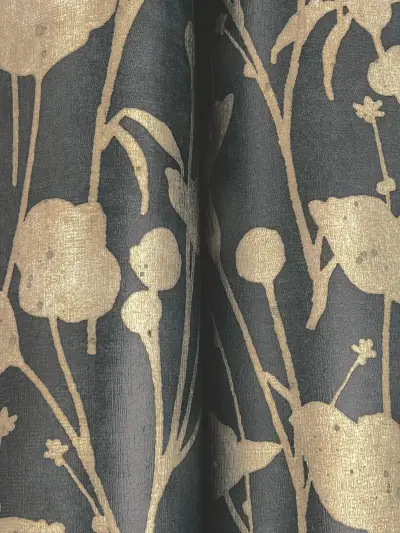 Ronald Redding Shimmering Poppies Wallpaper - Black & Gold