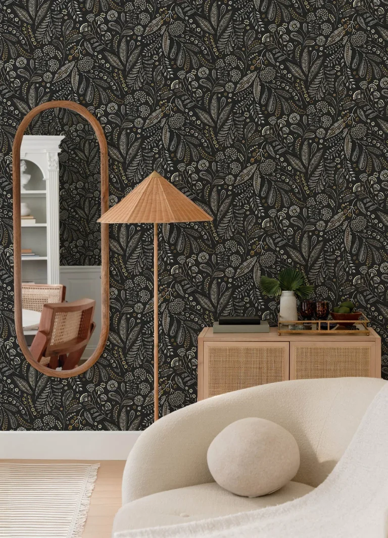 Briar Floral Wallpaper - Black — Ảnh 4