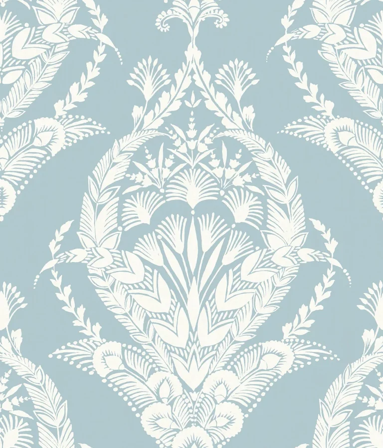 Arlie Botanical Damask Wallpaper - Light Blue — Ảnh 2