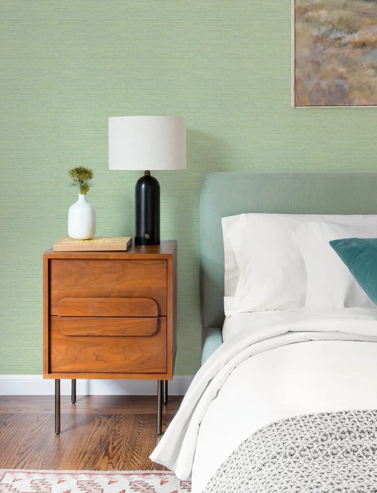 Agave Faux Grasscloth Wallpaper - Green — Image 7