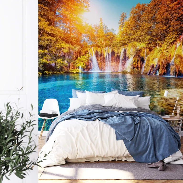 Waterfall And Lake In Croatia - Wall Mural 5030 - 4 Panel - 192cm x 260cm — Ảnh 2