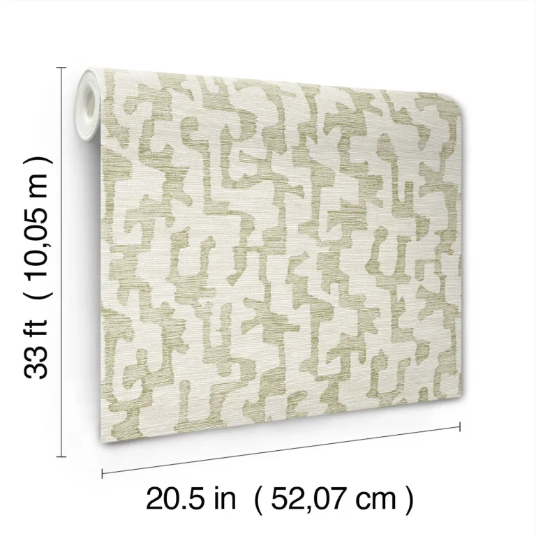 Cipher Geometric Faux Grasscloth Wallpaper - Moss — Ảnh 4
