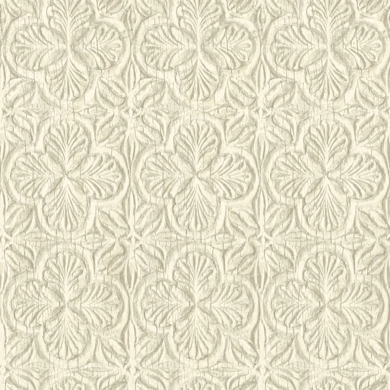 Chesapeake Karachi Wooden Damask Wallpaper - Cream — Image 4