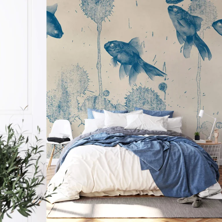 Blue Fish - Wall Mural 5444 - 4 Panel - 192cm x 260cm — Ảnh 2