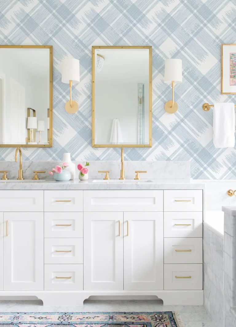 Zag Modern Plaid Wallpaper - Blue — Image 2