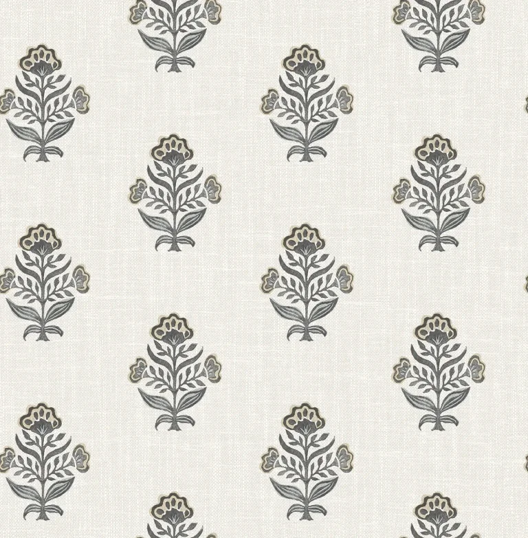 Chesapeake Hollyhock Floral Crest Wallpaper - Black — Ảnh 3