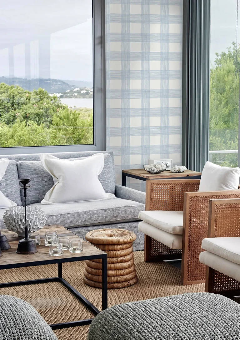 Scarborough Striated Plaid Wallpaper - Light Blue — Ảnh 4