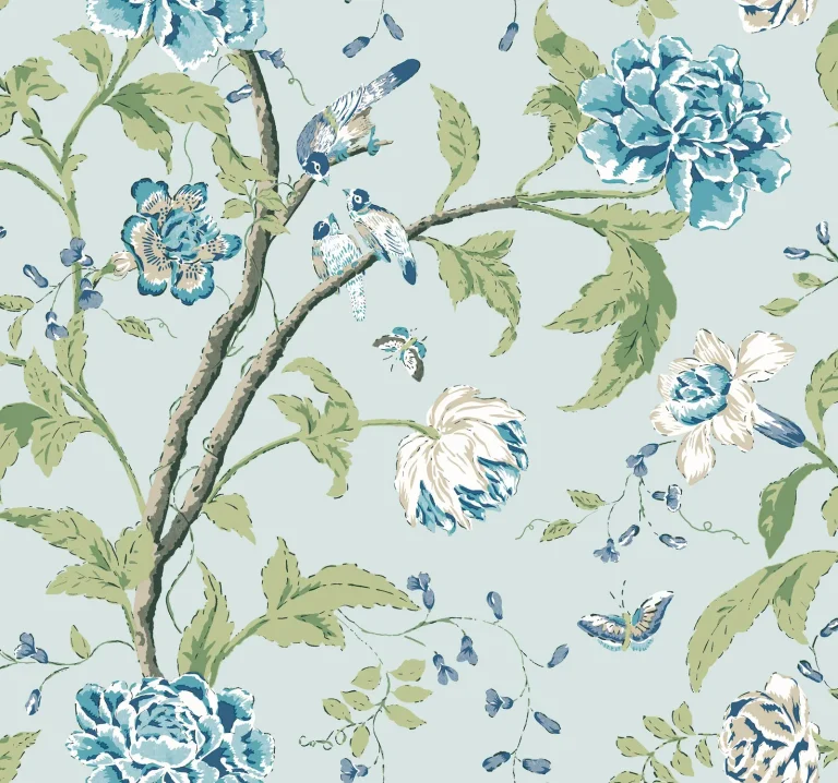 Teahouse Floral Wallpaper - Light Blue — Ảnh 6
